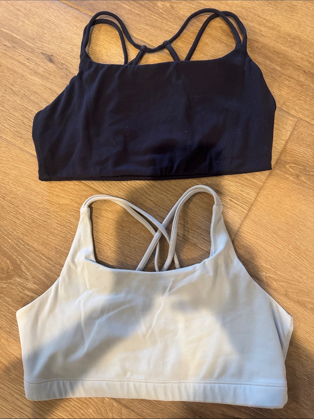 Athleta Strappy Bralette Duo — Black & Light Gray